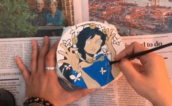 "Custom Painted Tamborine". painted tamborine, 2020, Jessica McLeod-Yu